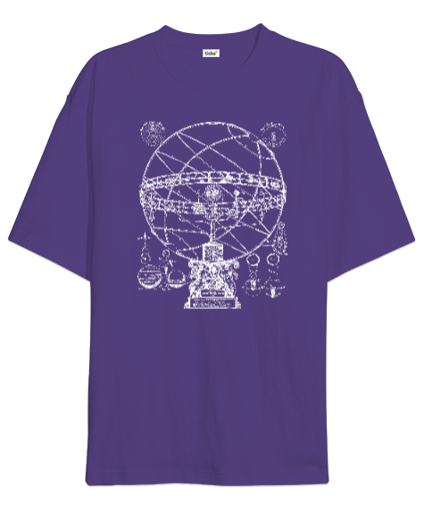 Tisho - Armillary Sphere - Zodiac - Horoscope- Astroloji Mor Oversize Unisex Tişört