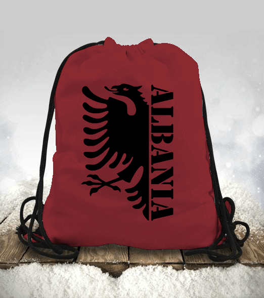 Tisho - Arnavutluk sloganlı Büzgülü spor çanta