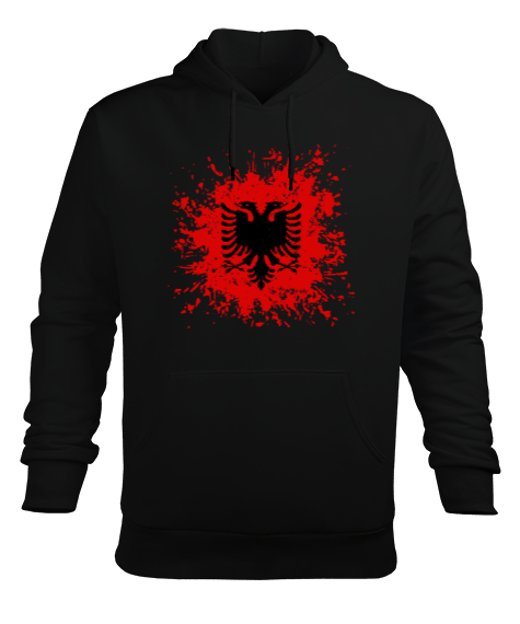 Tisho - Arnavutluk,albania,Arnavutluk Bayrağı,Arnavutluk haritası. Siyah Erkek Kapüşonlu Hoodie Sweatshirt