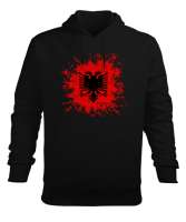 Arnavutluk,albania,Arnavutluk Bayrağı,Arnavutluk haritası. Siyah Erkek Kapüşonlu Hoodie Sweatshirt - Tisho