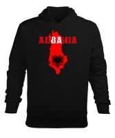 Arnavutluk,albania,Arnavutluk Bayrağı,Arnavutluk haritası. Siyah Erkek Kapüşonlu Hoodie Sweatshirt - Tisho