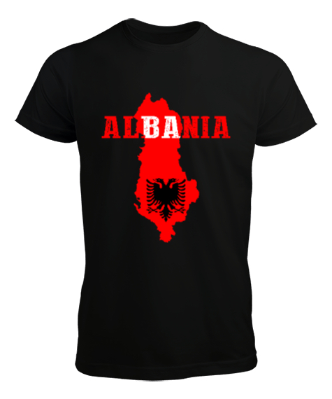 Tisho - Arnavutluk,albania,Arnavutluk Bayrağı,Arnavutluk haritası. Siyah Erkek Tişört