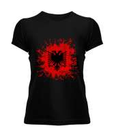 Arnavutluk,albania,Arnavutluk Bayrağı,Arnavutluk haritası. Siyah Kadın Tişört - Tisho