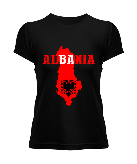 Tisho - Arnavutluk,albania,Arnavutluk Bayrağı,Arnavutluk haritası. Siyah Kadın Tişört