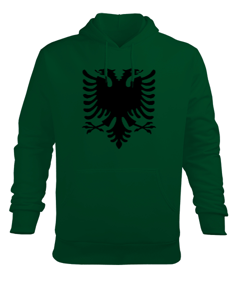 Tisho - Arnavutluk,albania,Arnavutluk Bayrağı,Arnavutluk logosu,albania flag. Çimen Yeşili Erkek Kapüşonlu Hoodie Sweatshirt