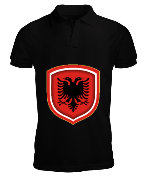 Tisho - Arnavutluk,albania,Arnavutluk Bayrağı,Arnavutluk logosu,albania flag.? Siyah Erkek Kısa Kol Polo Yaka