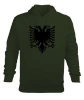 Arnavutluk,albania,Arnavutluk Bayrağı,Arnavutluk logosu,albania flag. Haki Yeşili Erkek Kapüşonlu Hoodie Sweatshirt - Tisho
