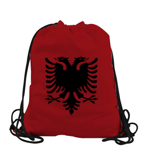 Tisho - Arnavutluk,albania,Arnavutluk Bayrağı,Arnavutluk logosu,albania flag. Kırmızı Büzgülü Spor Çanta