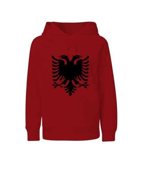 Tisho - Arnavutluk,albania,Arnavutluk Bayrağı,Arnavutluk logosu,albania flag. Kırmızı Çocuk Unisex Hoodie Kapüşonlu