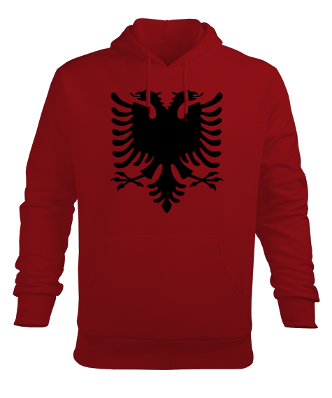 Tisho - Arnavutluk,albania,Arnavutluk Bayrağı,Arnavutluk logosu,albania flag. Kırmızı Erkek Kapüşonlu Hoodie Sweatshirt