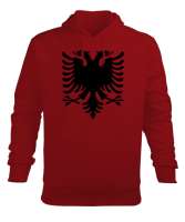 Arnavutluk,albania,Arnavutluk Bayrağı,Arnavutluk logosu,albania flag. Kırmızı Erkek Kapüşonlu Hoodie Sweatshirt - Tisho