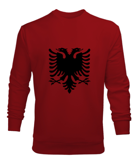 Tisho - Arnavutluk,albania,Arnavutluk Bayrağı,Arnavutluk logosu,albania flag. Kırmızı Erkek Sweatshirt