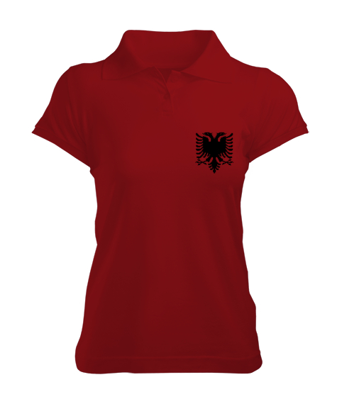 Tisho - Arnavutluk,albania,Arnavutluk Bayrağı,Arnavutluk logosu,albania flag. Kırmızı Kadın Polo Yaka Tişört