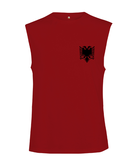 Tisho - Arnavutluk,albania,Arnavutluk Bayrağı,Arnavutluk logosu,albania flag. Kırmızı Kesik Kol Unisex Tişört