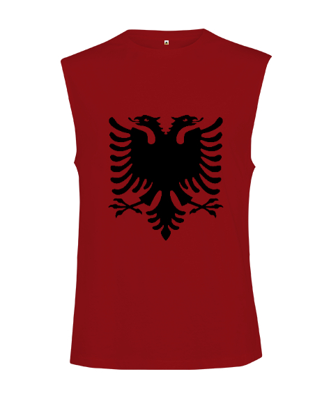 Tisho - Arnavutluk,albania,Arnavutluk Bayrağı,Arnavutluk logosu,albania flag. Kırmızı Kesik Kol Unisex Tişört