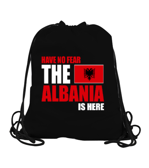 Tisho - Arnavutluk,albania,Arnavutluk Bayrağı,Arnavutluk logosu,albania flag. Siyah Büzgülü Spor Çanta