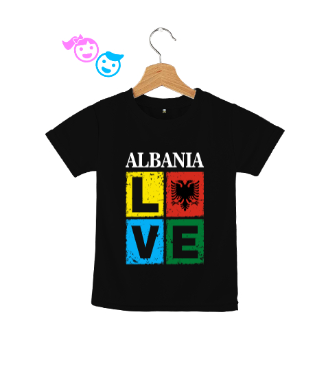 Tisho - Arnavutluk,albania,Arnavutluk Bayrağı,Arnavutluk logosu,albania flag. Siyah Çocuk Unisex