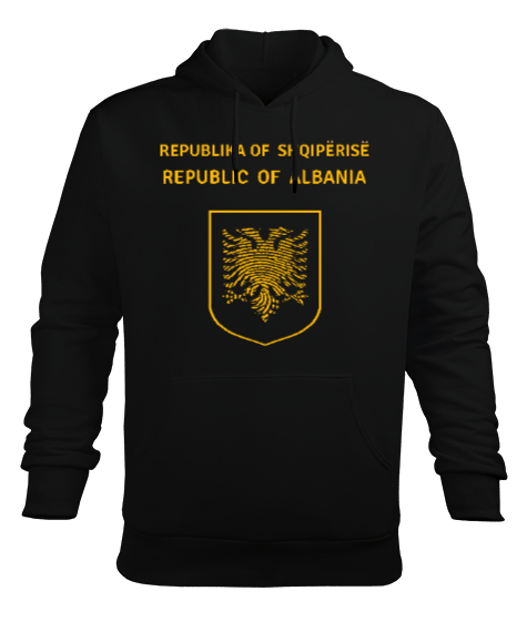 Tisho - Arnavutluk,albania,Arnavutluk Bayrağı,Arnavutluk logosu,albania flag. Siyah Erkek Kapüşonlu Hoodie Sweatshirt