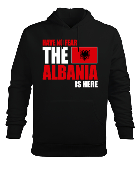 Tisho - Arnavutluk,albania,Arnavutluk Bayrağı,Arnavutluk logosu,albania flag. Siyah Erkek Kapüşonlu Hoodie Sweatshirt