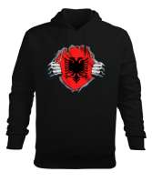 Arnavutluk,albania,Arnavutluk Bayrağı,Arnavutluk logosu,albania flag. Siyah Erkek Kapüşonlu Hoodie Sweatshirt - Tisho