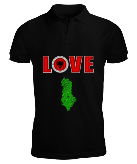 Tisho - Arnavutluk,albania,Arnavutluk Bayrağı,Arnavutluk logosu,albania flag. Siyah Erkek Kısa Kol Polo Yaka