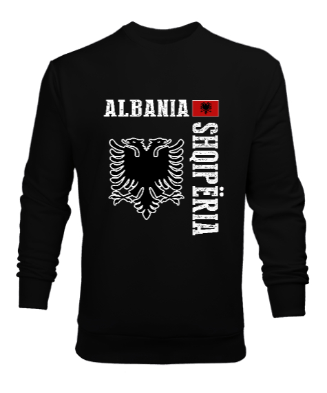 Tisho - Arnavutluk,albania,Arnavutluk Bayrağı,Arnavutluk logosu,albania flag. Siyah Erkek Sweatshirt