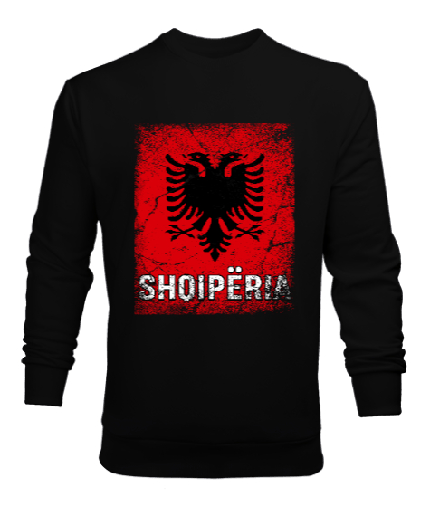 Tisho - Arnavutluk,albania,Arnavutluk Bayrağı,Arnavutluk logosu,albania flag. Siyah Erkek Sweatshirt