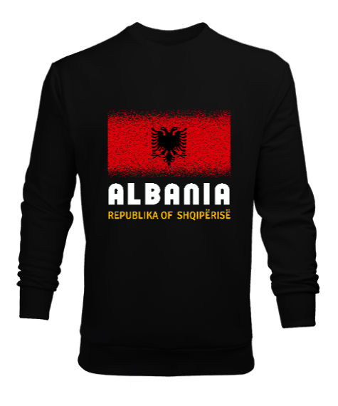 Tisho - Arnavutluk,albania,Arnavutluk Bayrağı,Arnavutluk logosu,albania flag. Siyah Erkek Sweatshirt