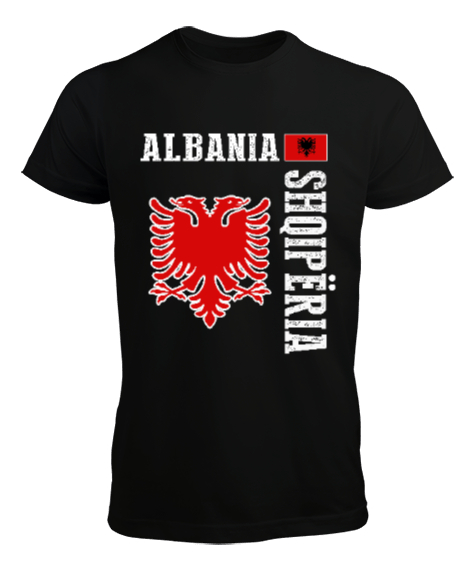 Tisho - Arnavutluk,albania,Arnavutluk Bayrağı,Arnavutluk logosu,albania flag. Siyah Erkek Tişört