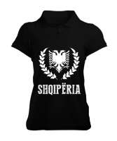 Arnavutluk,albania,Arnavutluk Bayrağı,Arnavutluk logosu,albania flag. Siyah Kadın Polo Yaka Tişört - Tisho