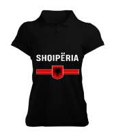Arnavutluk,albania,Arnavutluk Bayrağı,Arnavutluk logosu,albania flag. Siyah Kadın Polo Yaka Tişört - Tisho
