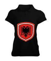 Arnavutluk,albania,Arnavutluk Bayrağı,Arnavutluk logosu,albania flag. Siyah Kadın Polo Yaka Tişört - Tisho