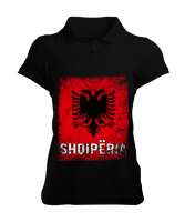 Arnavutluk,albania,Arnavutluk Bayrağı,Arnavutluk logosu,albania flag. Siyah Kadın Polo Yaka Tişört - Tisho