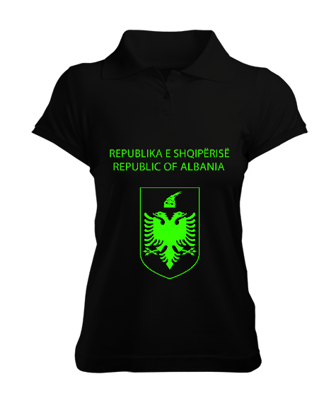 Arnavutluk,albania,Arnavutluk Bayrağı,Arnavutluk logosu,albania flag. Siyah Kadın Polo Yaka Tişört - Tisho