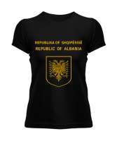 Arnavutluk,albania,Arnavutluk Bayrağı,Arnavutluk logosu,albania flag. Siyah Kadın Tişört - Tisho