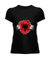 Arnavutluk,albania,Arnavutluk Bayrağı,Arnavutluk logosu,albania flag. Siyah Kadın Tişört - Tisho