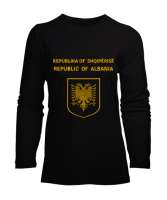 Arnavutluk,albania,Arnavutluk Bayrağı,Arnavutluk logosu,albania flag. Siyah Kadın Uzun Kol Tişört - Tisho