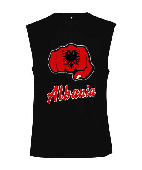 Tisho - Arnavutluk,albania,Arnavutluk Bayrağı,Arnavutluk logosu,albania flag. Siyah Kesik Kol Unisex Tişört