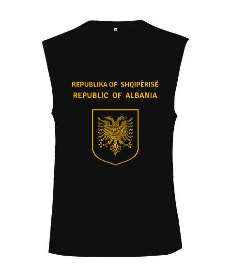 Tisho - Arnavutluk,albania,Arnavutluk Bayrağı,Arnavutluk logosu,albania flag. Siyah Kesik Kol Unisex Tişört