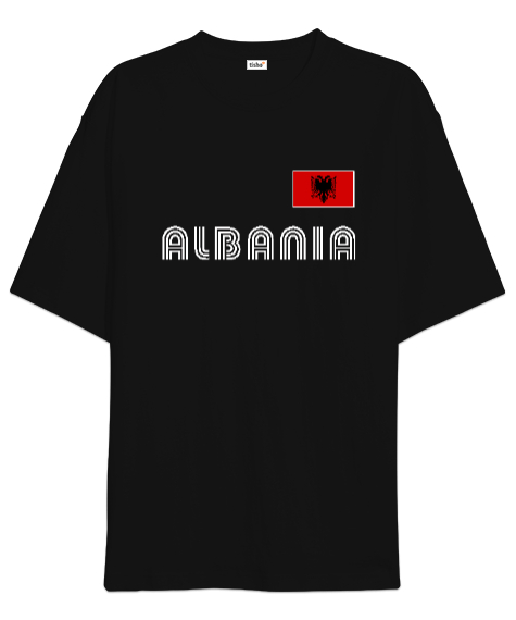 Tisho - Arnavutluk,albania,Arnavutluk Bayrağı,Arnavutluk logosu,albania flag. Siyah Oversize Unisex Tişört