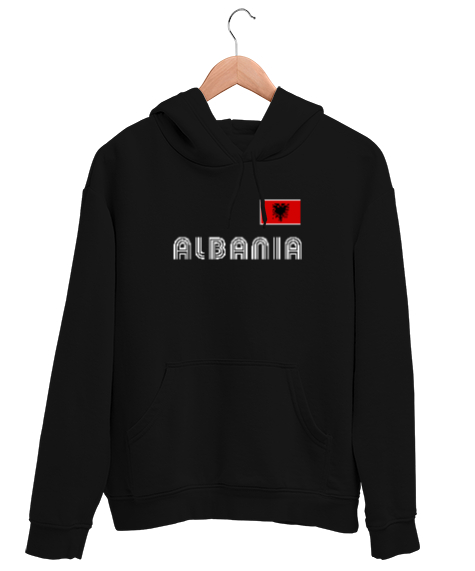 Tisho - Arnavutluk,albania,Arnavutluk Bayrağı,Arnavutluk logosu,albania flag. Siyah Unisex Kapşonlu Sweatshirt