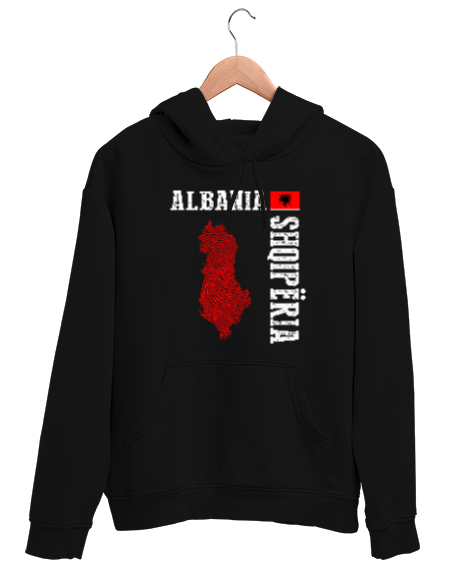 Tisho - Arnavutluk,albania,Arnavutluk Bayrağı,Arnavutluk logosu,albania flag. Siyah Unisex Kapşonlu Sweatshirt