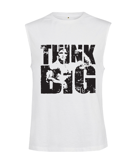 Tisho - Arnold Schwarzenegger THİNK BIG Vücut Geliştirme GYM Bodybuilding Fitness Baskılı Kesik Kol Unisex Tişört