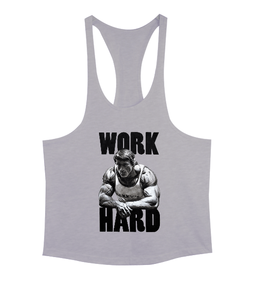 Tisho - Arnold Schwarzenegger Work Hard Vücut Geliştirme GYM Bodybuilding Fitness Baskılı Erkek Tank Top Atlet