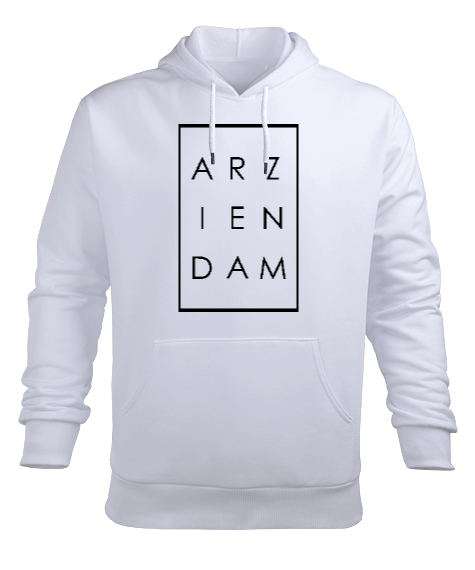 Tisho - Arzıendam Beyaz TiNCiR Erkek Kapüşonlu Hoodie Sweatshirt