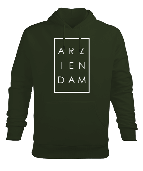 Tisho - Arzıendam Haki TiNCiR Erkek Kapüşonlu Hoodie Sweatshirt