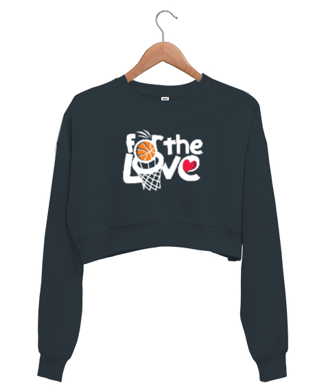 Tisho - Aşk İçin Basket Füme Kadın Crop Sweatshirt