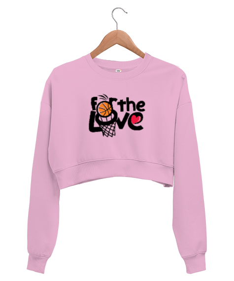 Tisho - Aşk İçin Basket Pembe Kadın Crop Sweatshirt
