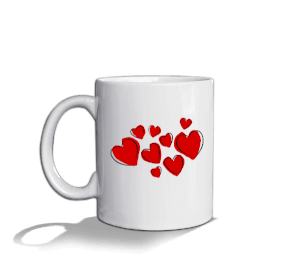 Tisho - Aşk Kalpleri kupası Beyaz Kupa Bardak