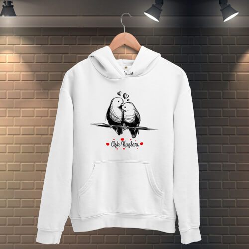 Tisho - Aşk Kuşları Erkek Kapüşonlu Sweatshirt (1)